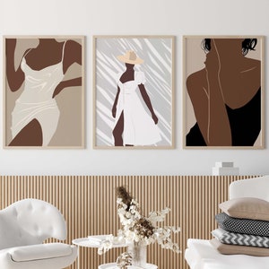 Set of 3 Black Woman Art Prints INSTANT DOWNLOAD Black Girl Wall Art Black Women Wall Decor Printable Art