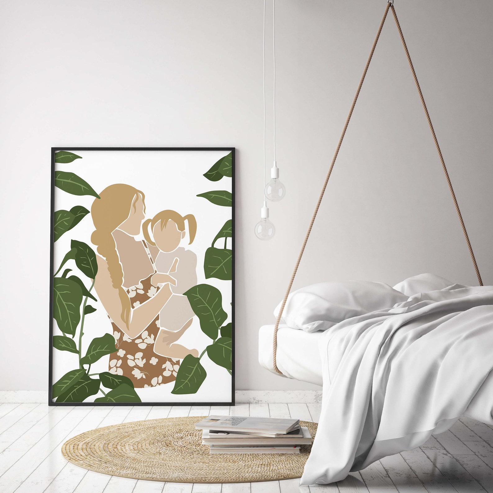 Mom and Daughter Wall Art Print Mother with Toddler Art | Etsy