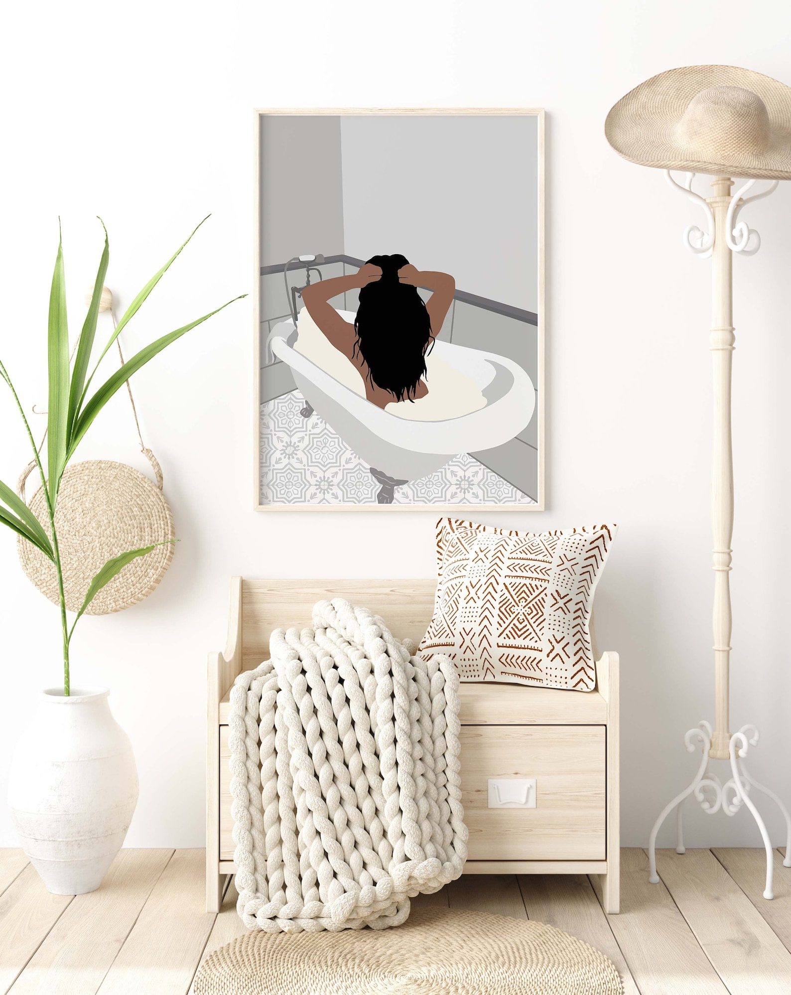 Black Girl in Bath Art INSTANT DOWNLOAD Bathroom Wall Art - Etsy