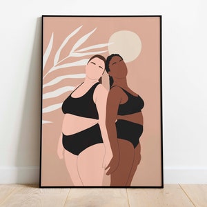 Boho Body Positive Women Wall Art Art INSTANT DOWNLOAD Curvy Women Art Print Body Positivity Art Female Empowerment Wall Decor