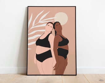 Boho Body Positive Women Wall Art Art INSTANT DOWNLOAD Curvy Women Art Print Body Positivity Art Female Empowerment Wall Decor