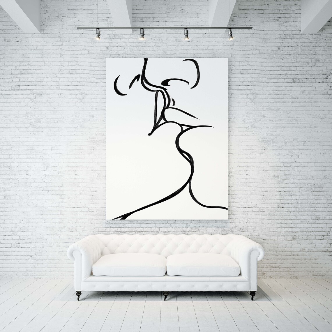 Romantic Couple Line Art INSTANT DOWNLOAD Kissing Couple Wall Etsy