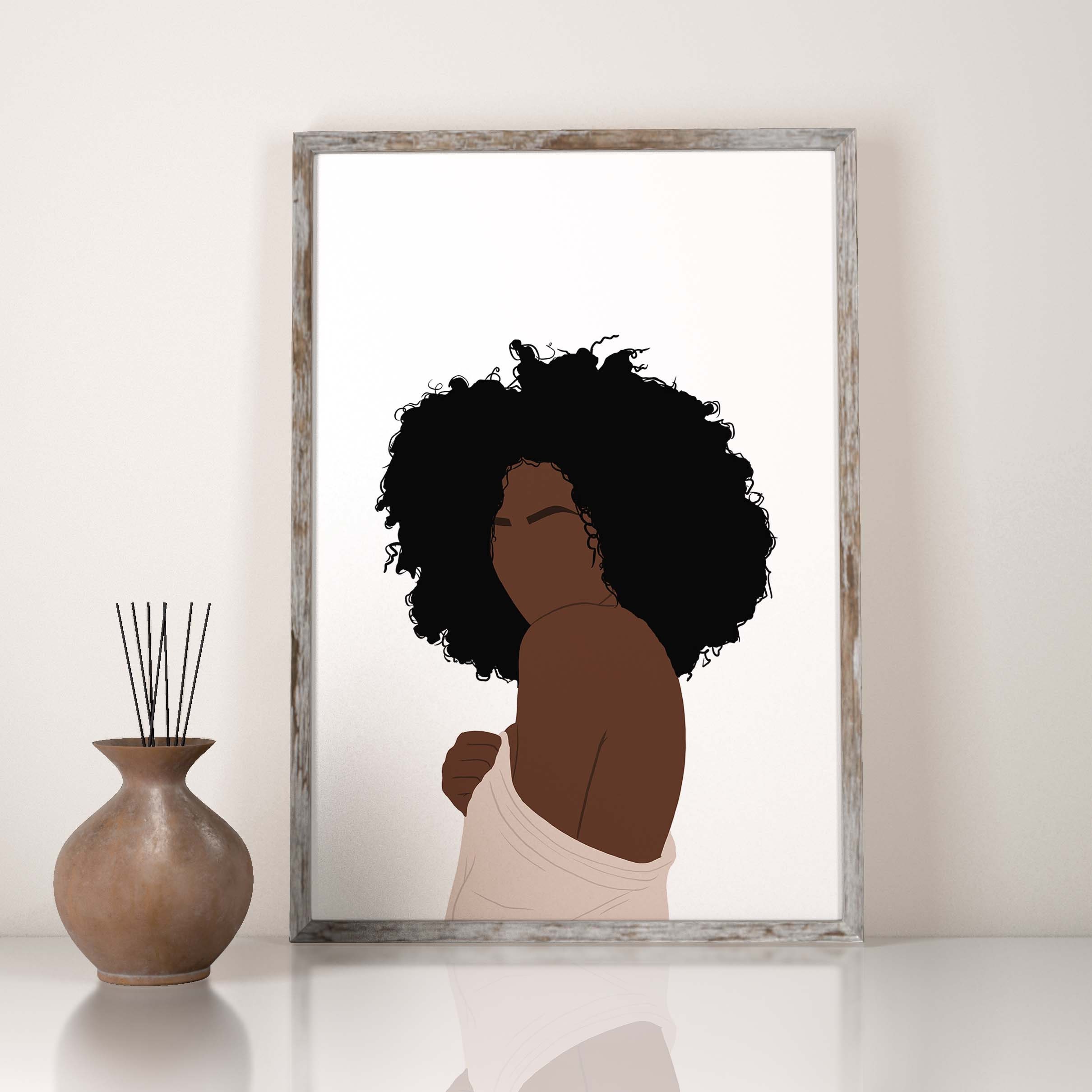 Black Woman With Curly Hair Art INSTANT DOWNLOAD Big Hair Girl - Etsy