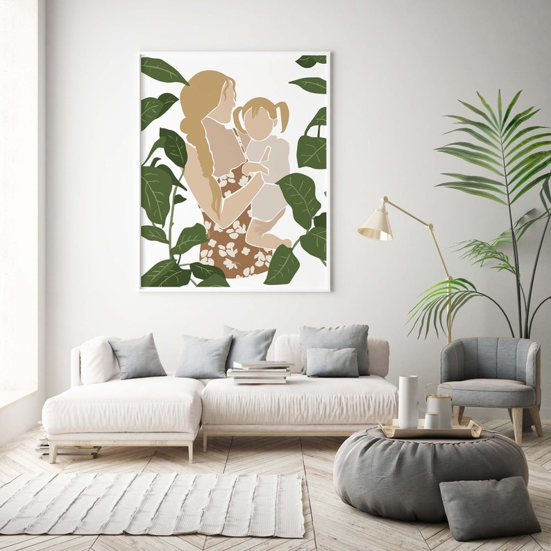 Mom and Daughter Wall Art Print Mother With Toddler Art - Etsy