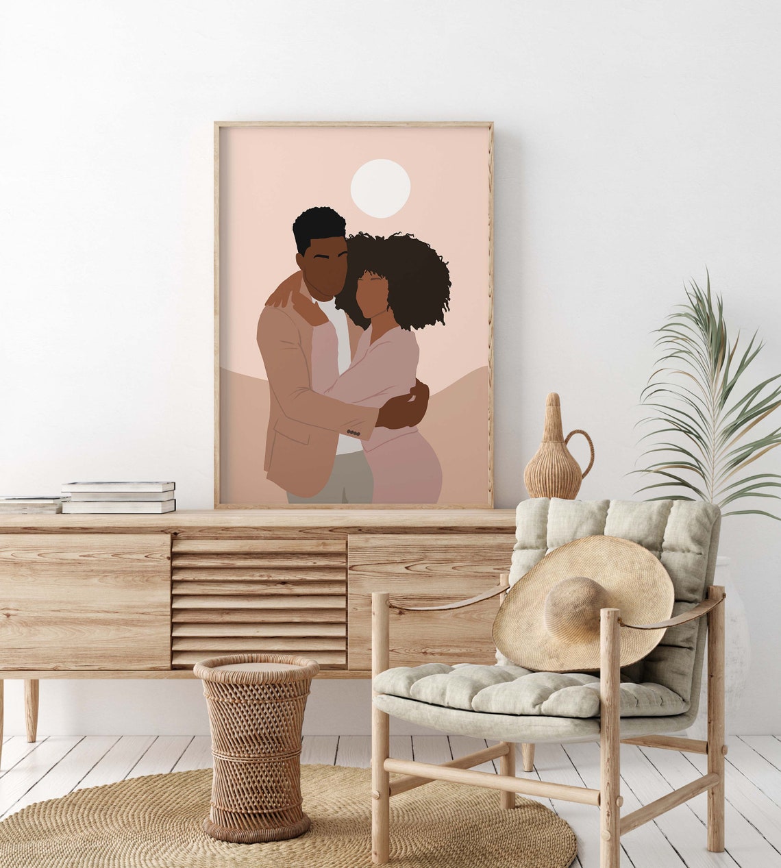 Boho Black Couple Wall Art Art INSTANT DOWNLOAD Man and Woman Etsy