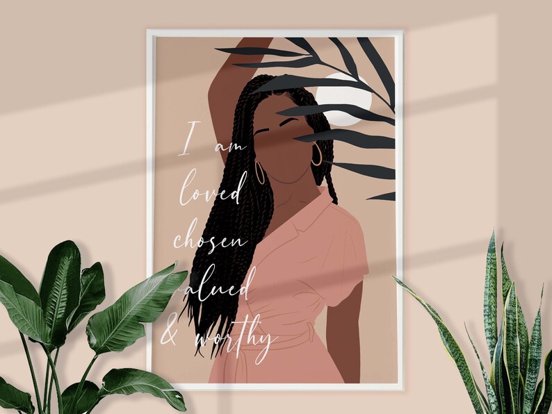 Black Girl Affirmation Art INSTANT DOWNLOAD Boho Black Woman Self Love ...