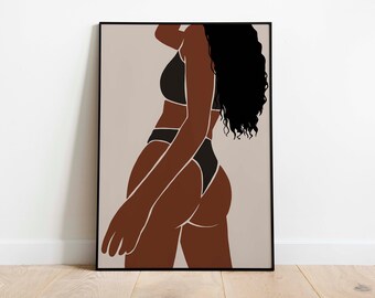 Beautiful Black Woman Wall Art INSTANT DOWNLOAD Black Girl Art Print Bohemian Woman Wall Art Brown Girl Bedroom Art Printable