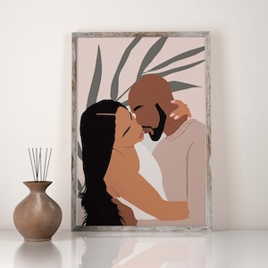 Black Couple Wall Art Art INSTANT DOWNLOAD Man and Woman Art Romantic Romantic Couple Art Poster Printable Wall Art