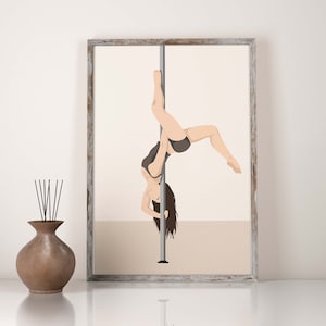 Pole Dancer Art Print INSTANT DOWNLOAD Pole Dancing Wall Art Modern Wall Decor Dancing Woman Wall Art