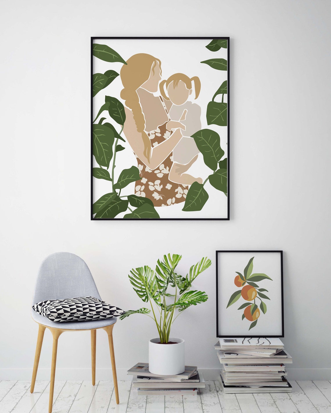 Mom and Daughter Wall Art Print Mother With Toddler Art - Etsy
