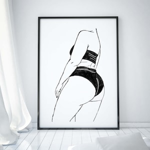 Curvy Woman Pencil Sketch Art INSTANT DOWNLOAD Body Positivity Art Wall Art Plus Size Woman Drawing Plus Size Girl Wall Art Printable Art
