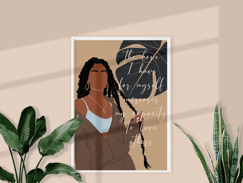 Black Girl Affirmation Art INSTANT DOWNLOAD Boho Black Woman Self Love ...