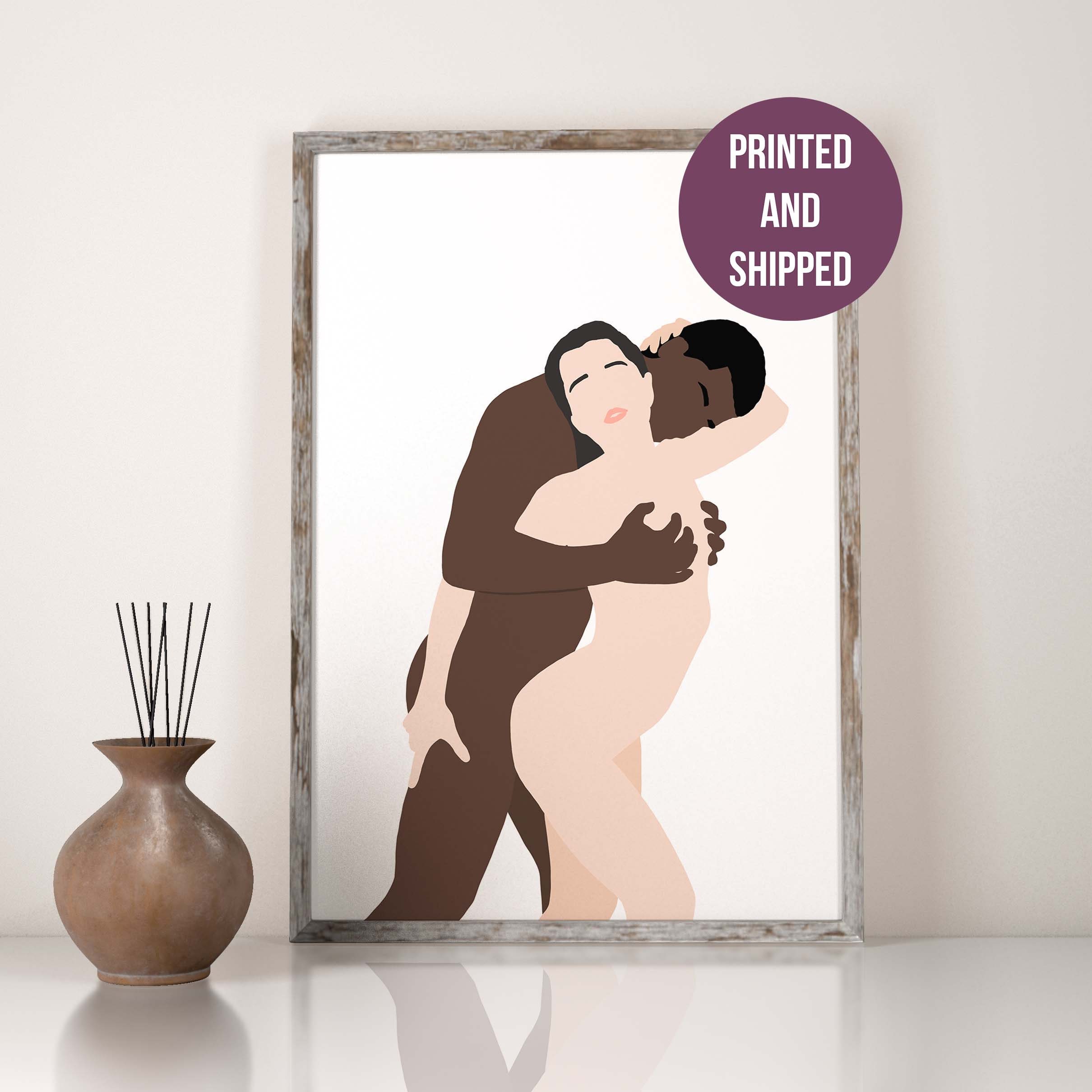 Erotic copulating couple wall art