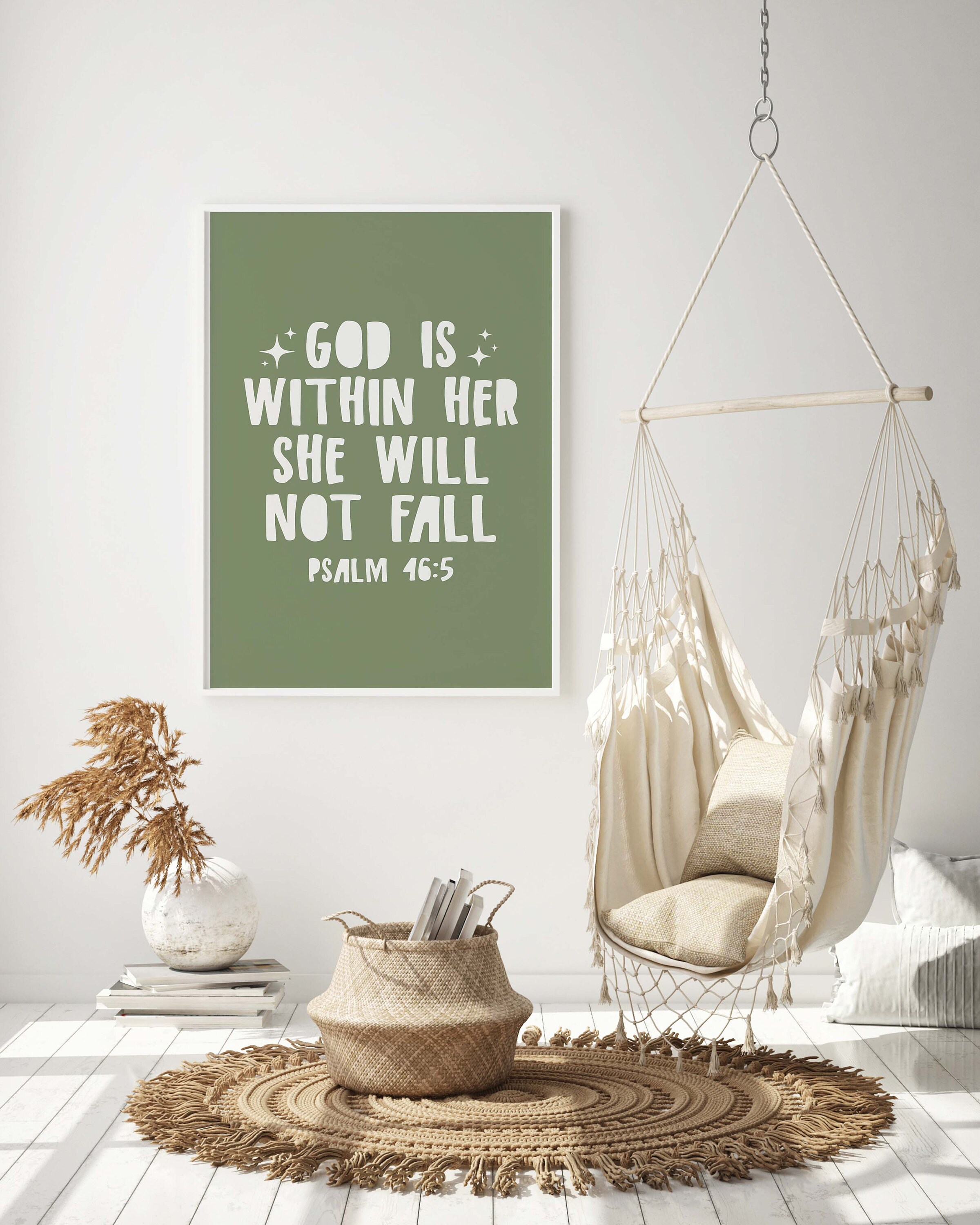 God is Within Her Wall Art Digital Download Sage Green Christian Girls ...