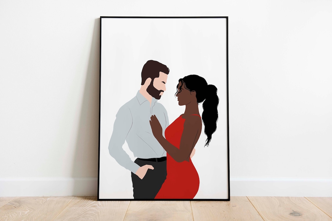 Interracial Couple Wall Art Interracial Art INSTANT DOWNLOAD Black