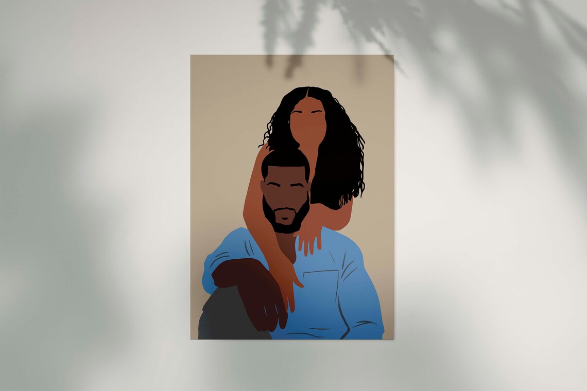 Black Couple Wall Art INSTANT DOWNLOAD Man and Woman Art Etsy