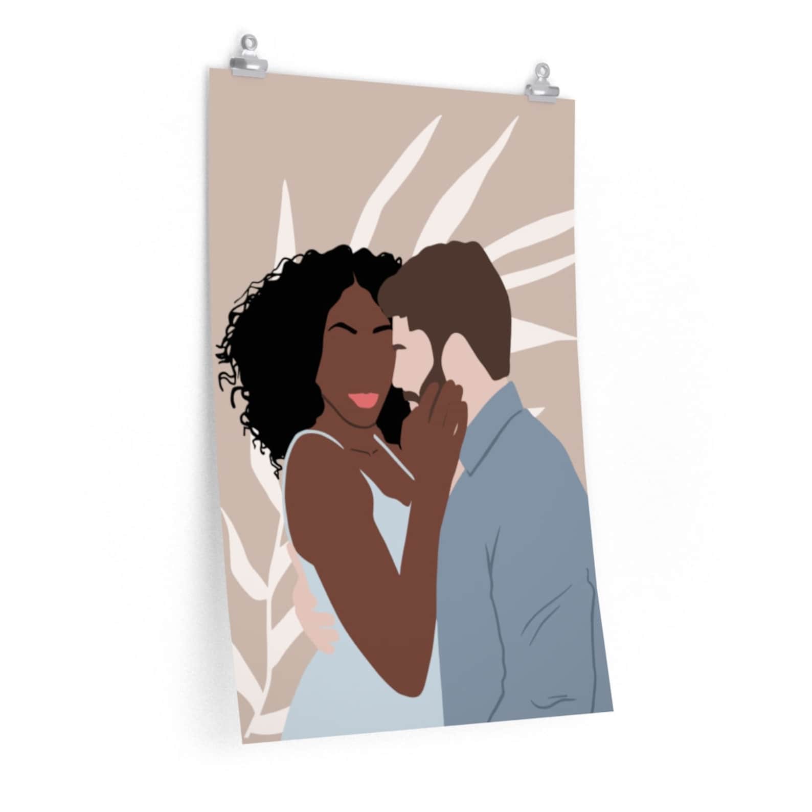 Interracial Couple Wall Art Premium Printed Poster Biracial Etsy