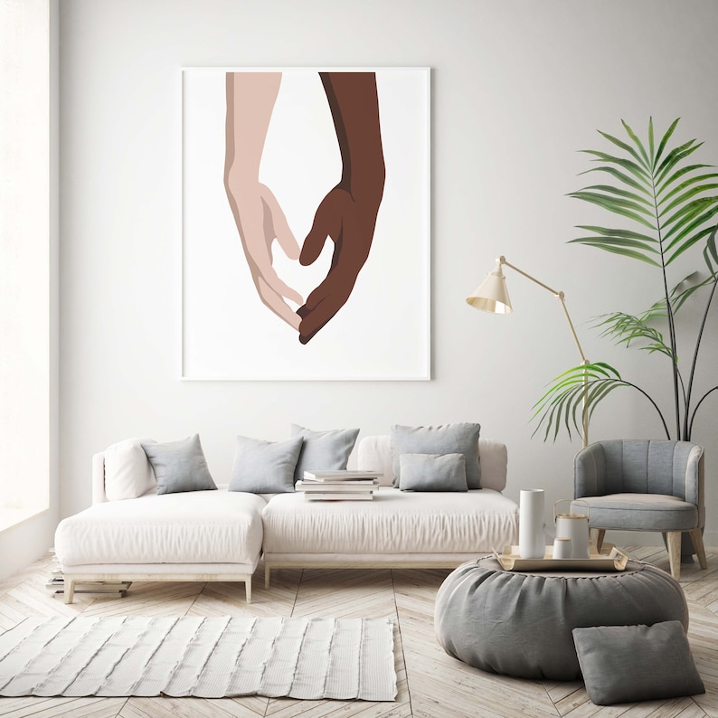 Set of 3 Interracial Love Wall Art Printable Art Biracial Etsy