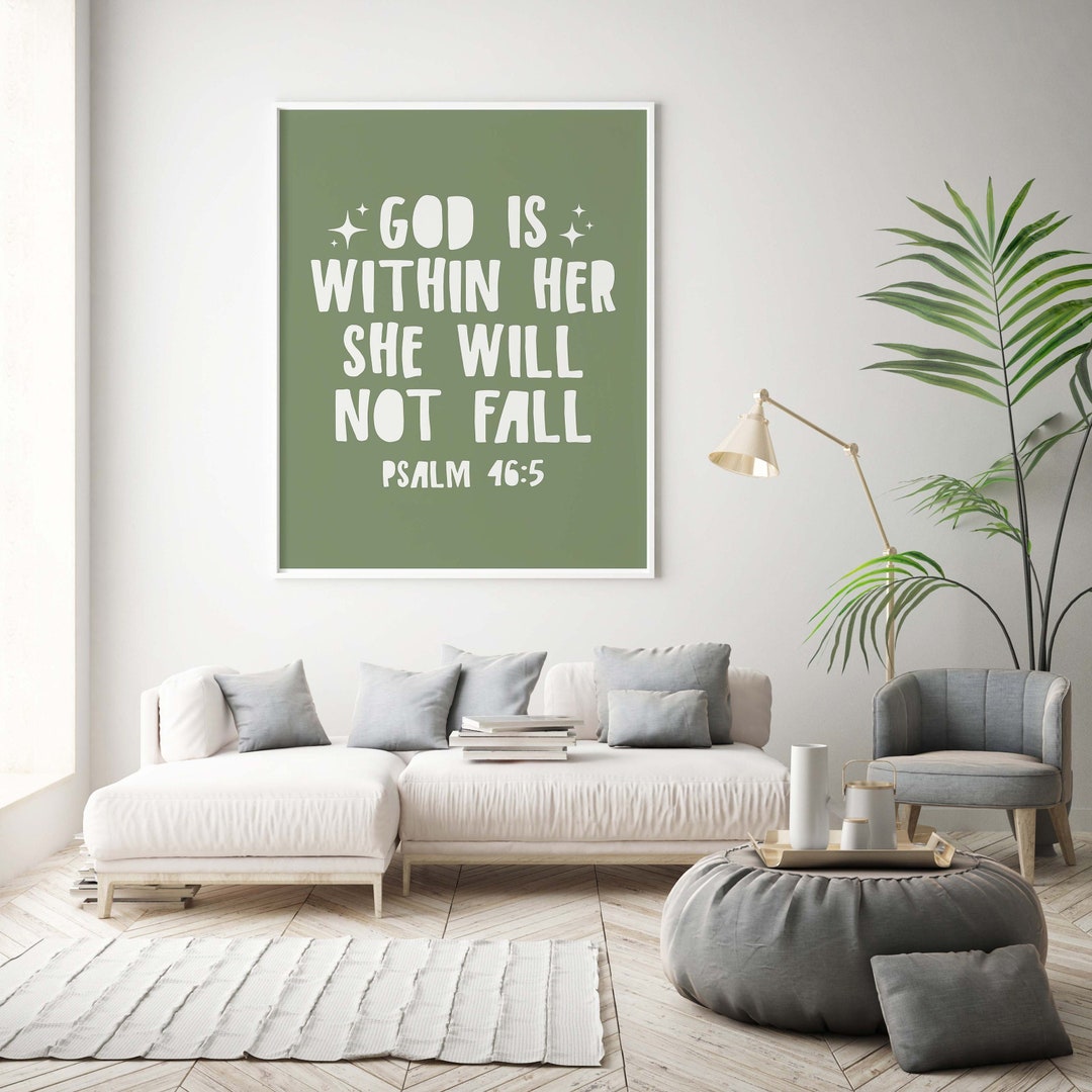 God is Within Her Wall Art Digital Download Sage Green Christian Girls ...