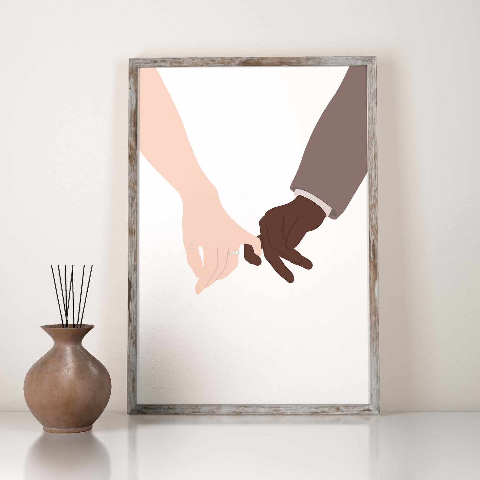 Interracial Couple Wall Art Printable Poster Anniversary Art Etsy