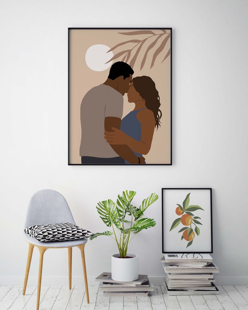 Romantic Black Couple Wall Art Art INSTANT DOWNLOAD Man and | Etsy