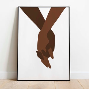 Black Couple Holding Hands Wall Art Printable Poster Black Love Bedroom Art Print Minimalist Art Room Decor Digital Art