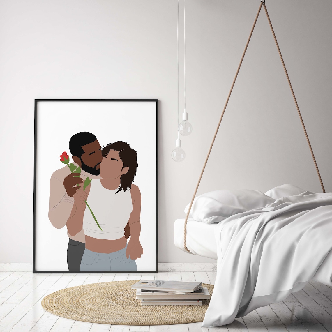 Black Couple Wall Art Art INSTANT DOWNLOAD Mixed Couple Art Etsy