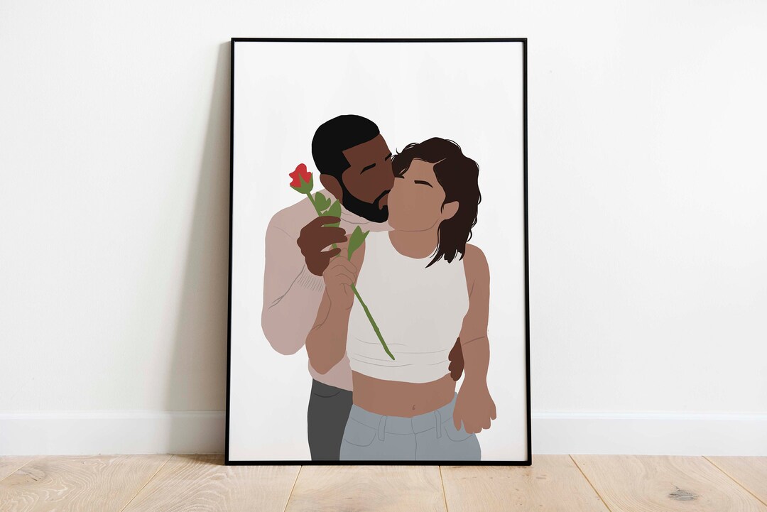 Black Couple Wall Art Art INSTANT DOWNLOAD Mixed Couple Art Romantic