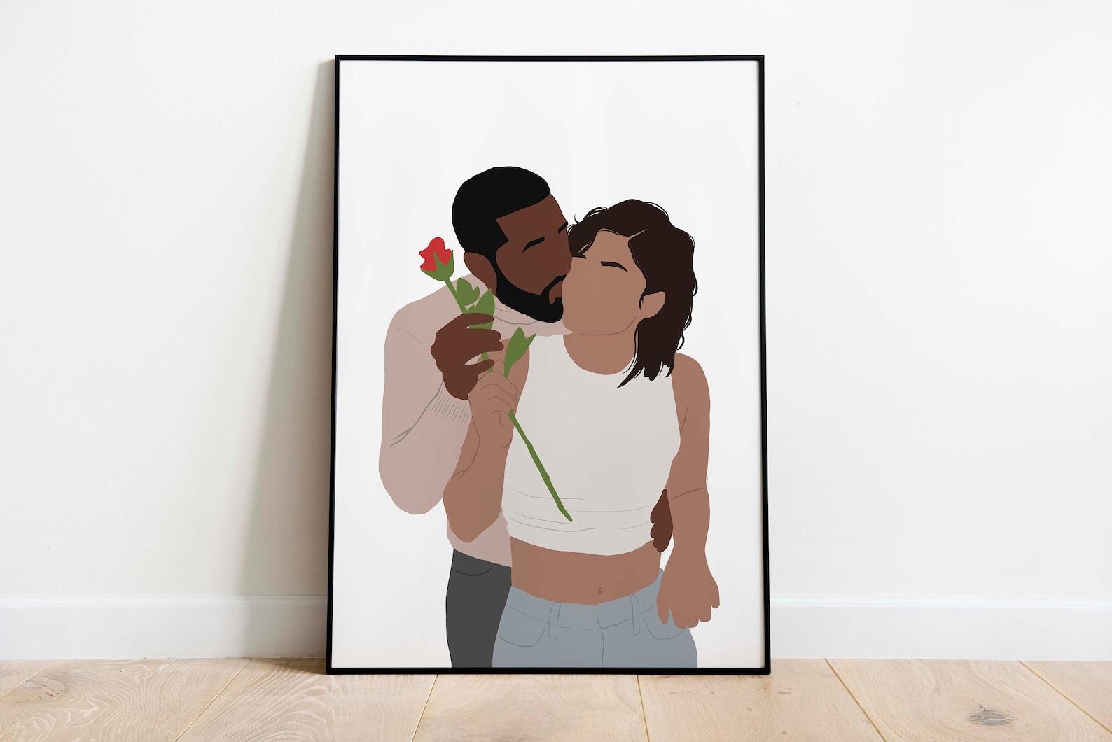Black Couple Wall Art Art INSTANT DOWNLOAD Mixed Couple Art Etsy