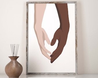 Interracial Hände Wand Kunst druckbares Poster Gleichheit Illustration Home Decor Multi Kulturelle Wand druck minimalistisch Kunst Raum Dekoration