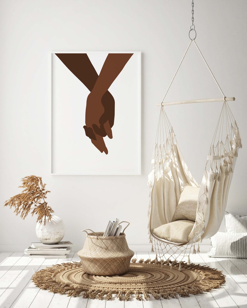 Black Couple Holding Hands Wall Art Printable Poster Black Etsy