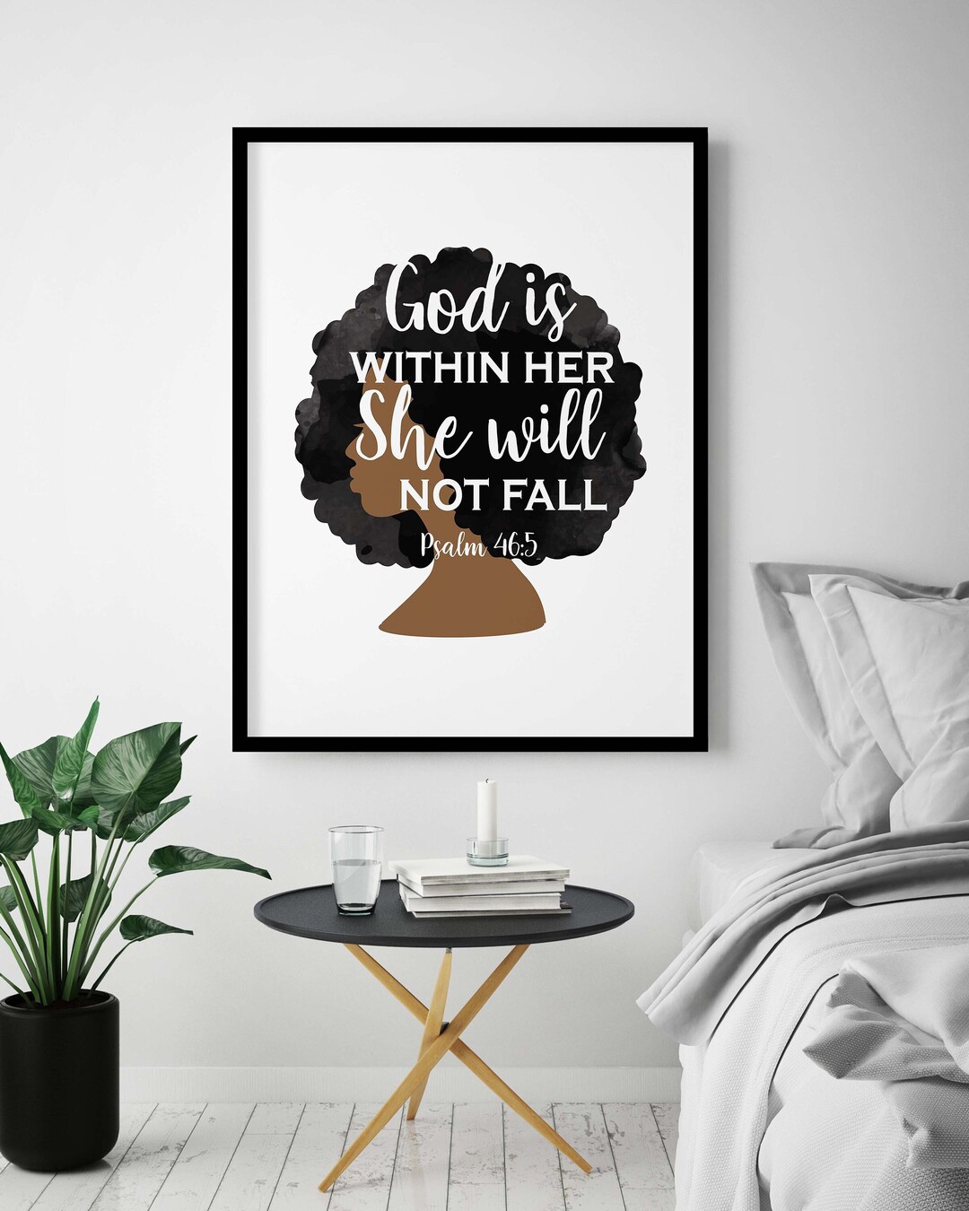 God is Within Her Psalm Quote Wall Art DIGITAL DOWNLOAD Christian Black ...