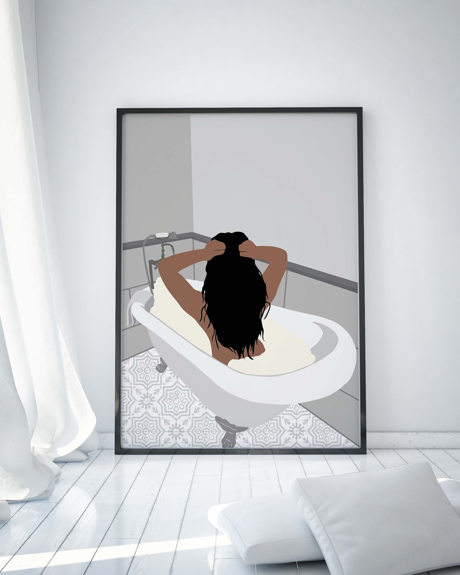 Black Girl in Bath Art INSTANT DOWNLOAD Bathroom Wall Art - Etsy