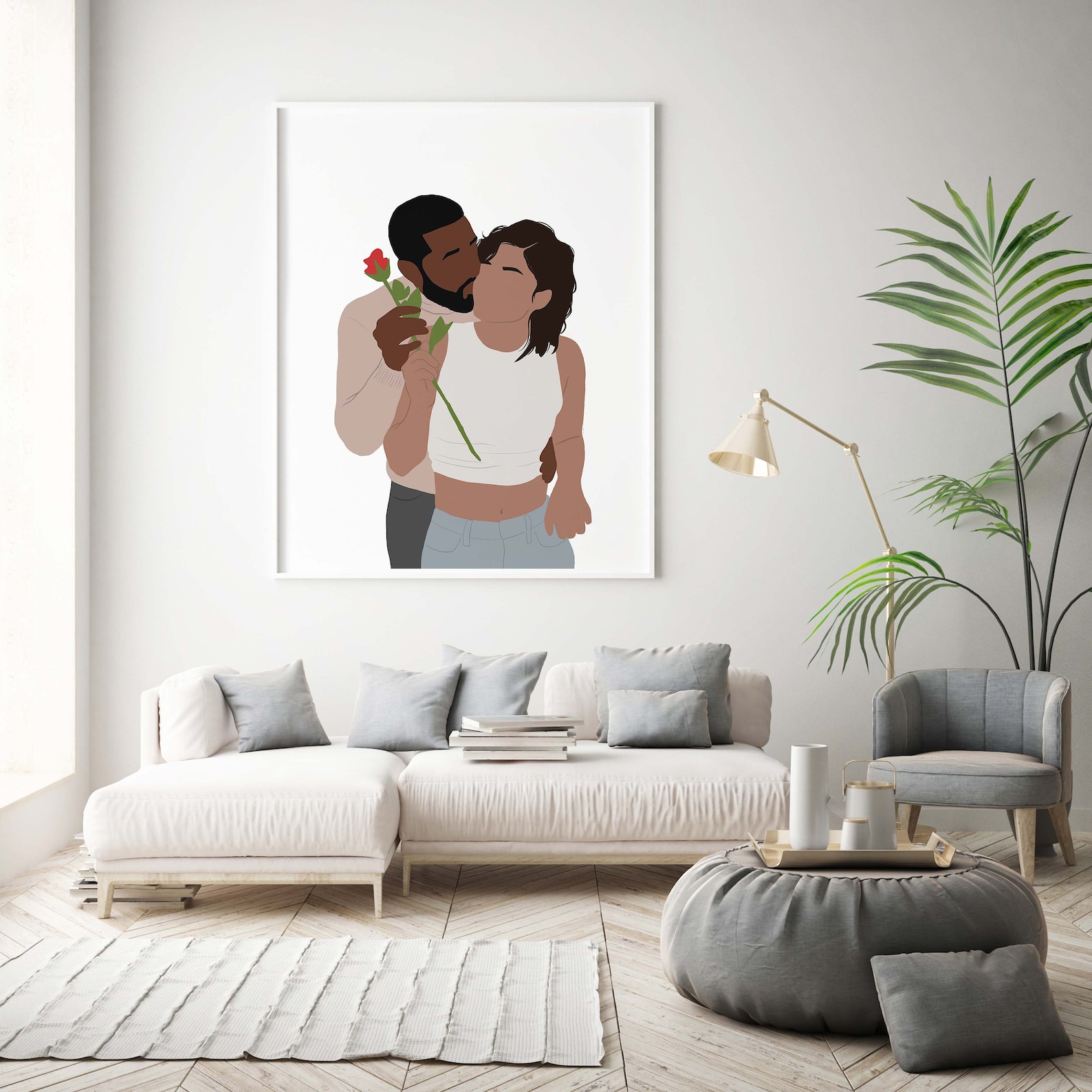 Black Couple Wall Art Art INSTANT DOWNLOAD Mixed Couple Art Etsy