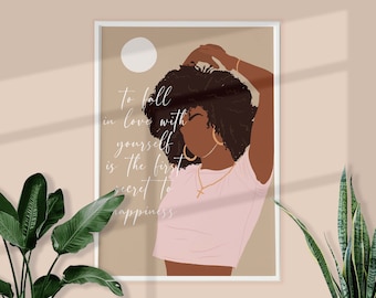 Black Girl Affirmation Art INSTANT DOWNLOAD Boho Black Woman Self Love Art Woman Afro Art Poster Spiritual Black Girl Aesthetic Wall Art