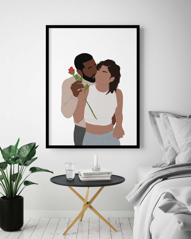 Black Couple Wall Art Art INSTANT DOWNLOAD Mixed Couple Art Etsy