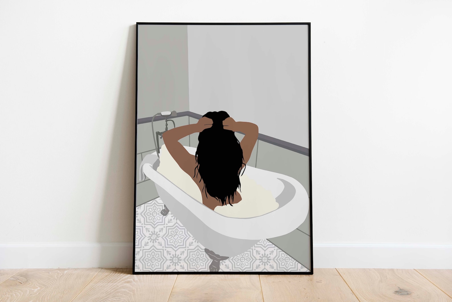 Black Girl in Bath Art INSTANT DOWNLOAD Bathroom Wall Art Etsy