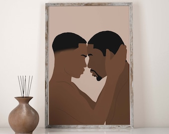 Gay Black Paar Wand Kunst Kunst INSTANT DOWNLOAD Schwarze Männer Kunst Romantisches LGBT Paar Kunst Poster druckbare Wandkunst