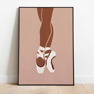 Brown Girl Ballerina Art Print INSTANT DOWNLOAD Ballet Dancer Wall Art Modern Wall Decor Dancing Woman Wall Art