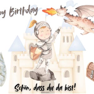 Ritter Platzset Kindergeburtstag | DIN A3 Papier Tischset | Deko für Ritterparty| Tischdeko | Ritter | Geburtstagsdeko I BurgfräuleinIDrache