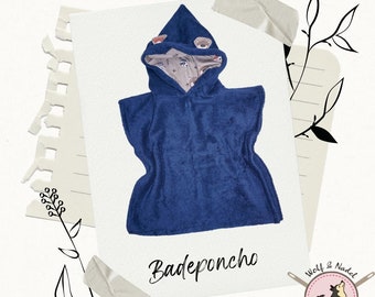 Badeponcho für Babys und Kinder, Frottee, Kapuzenfutter wählbar, Personalisiert, Badetuch mit Ohren, Geschenk zur Geburt