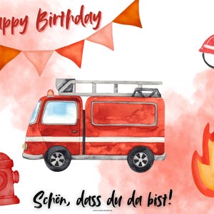 Feuerwehr Platzset Kindergeburtstag | DIN A3 Papier Tischset | Deko für Feuerwehrparty| Tischdeko | Einhornparty | Geburtstagsdeko | Einhorn