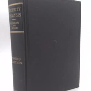 May include: A hardcover book titled "Security Analysis" by Graham and Dodd. The book has a black cover and spine with gold lettering. The spine also indicates it is the third edition, published by McGraw-Hill.