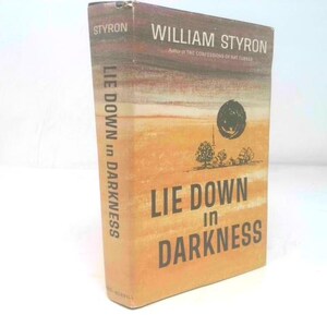 May include: A hardcover book titled "Lie Down in Darkness" by William Styron. The book's cover features a landscape illustration in shades of orange, brown, and yellow, with the title prominently displayed in large, black letters.