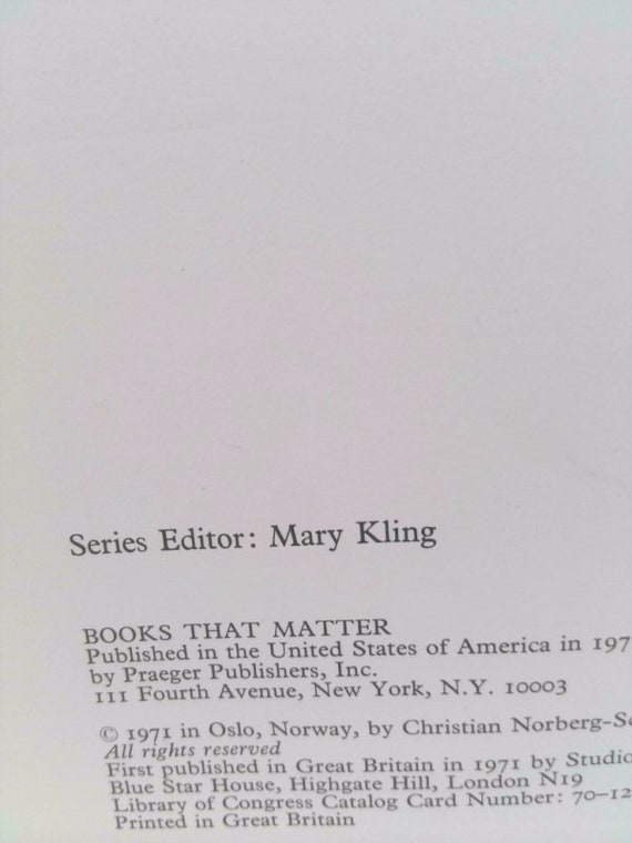 Existence, Space and Architecture by Christian Norberg-schulz - Etsy