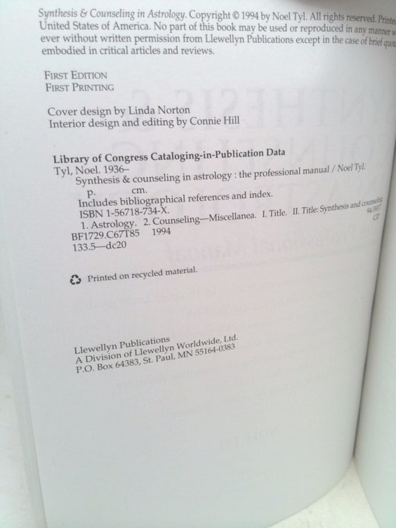 洋書 Noel Tyl Synthesis&Counseling Astro Synthesis & Counseling in Astrology: The Professional Manual