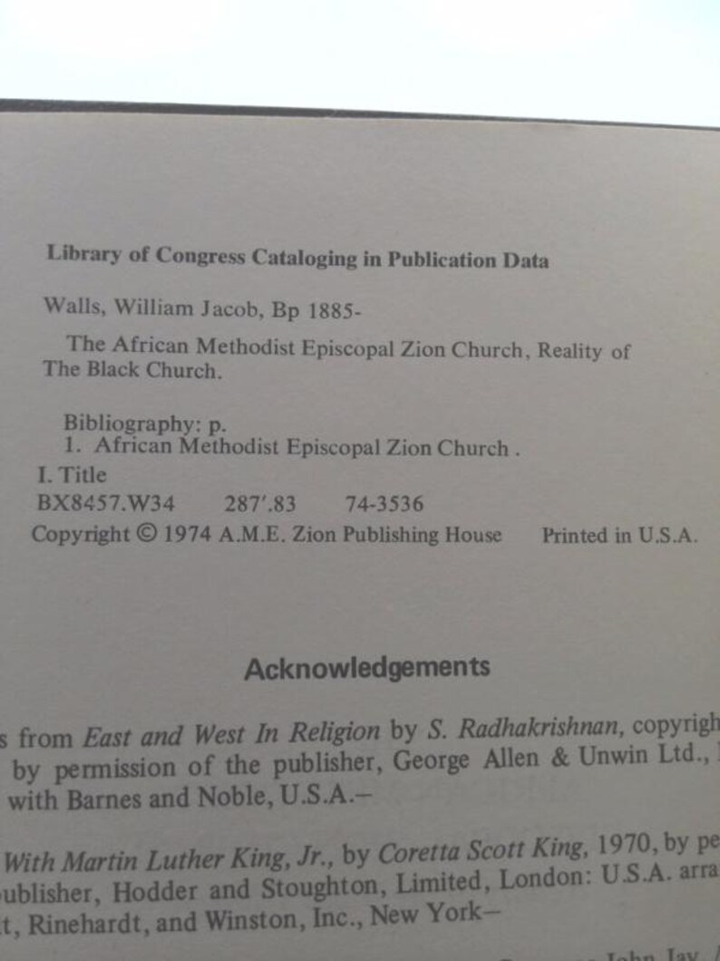 The African Methodist Episcopal Zion Church;: Reality of the Black Church, by William J. Walls imagem 3