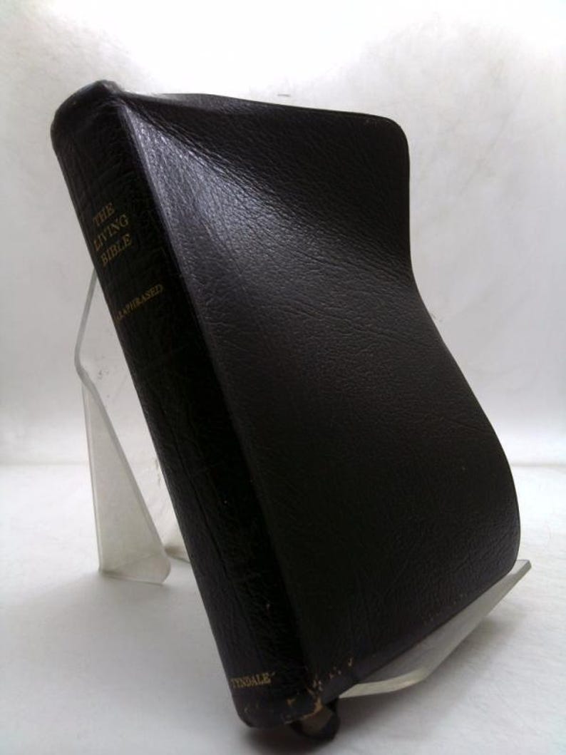 The Living Bible Paraphrased Handy Size Black Genuine Cowhide Leather by Kenneth Taylor image 1