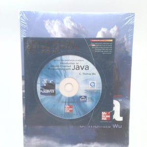 May include: Sealed CD-ROM package for "Introduction to Object-Oriented Programming with Java" by C. Thomas Wu. The cover features a blue and white design with the Java logo and McGraw-Hill branding. The package is wrapped in clear plastic.