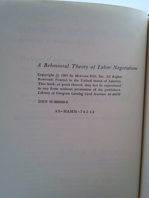 Behavioral Theory of Labor Negotiation (economics Handbook